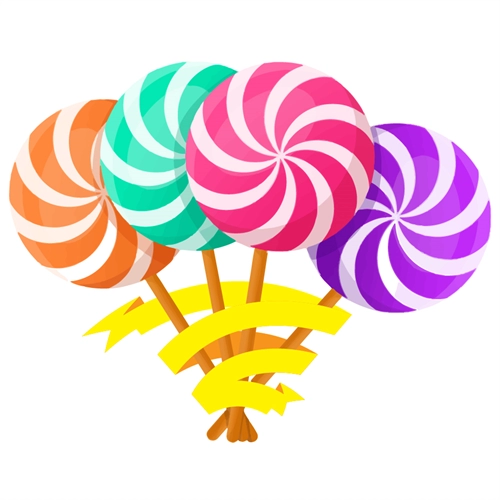 Candyland Theme Multi Swirl Lollipop Bunch Transparent Sticker